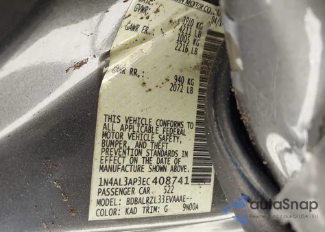 2014 Nissan Altima 2.5 S from USA, damaged, VIN 1N4AL3AP3EC408741